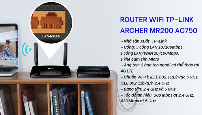 Router Wifi Tp-Link Archer MR200 AC750