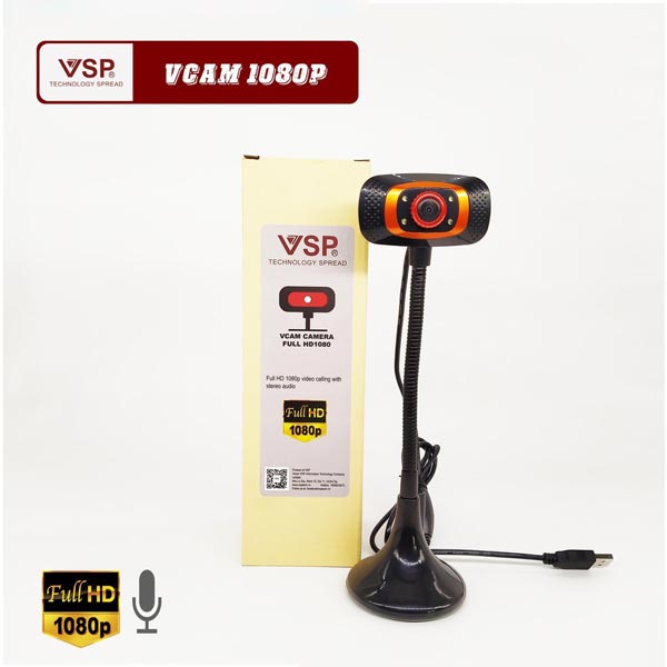 Webcam Vcam Full HD 1080P Chân Cao (Có Đèn/Không Micro)