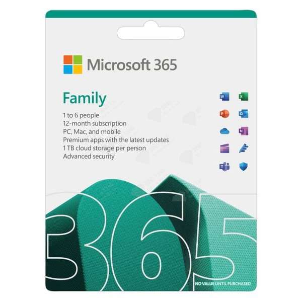 Phần Mềm Microsoft 365 Family AllLng Sub PK Lic 1YR Online APAC EM C2R NR 6GQ-00083 (6 user, 30 thiết bị, oneDrive 6 TB)