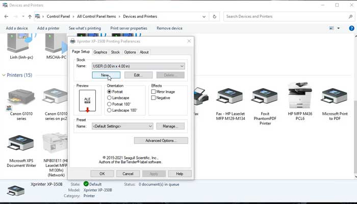 cài đặt máy in Xprinter 350B